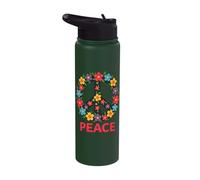 Retro 60's 70's Flower Power Groovy Love Peace Hippie Stainless Steel Insulated Water Bottle