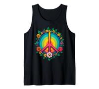 Retro 60's 70's Flower Power Groovy Love Peace Hippie Tank Top