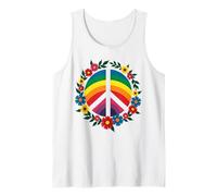 Retro 60's 70's Flower Power Groovy Love Peace Hippie Tank Top