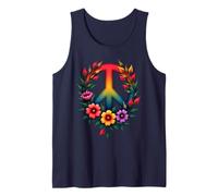 Retro 60's 70's Flower Power Groovy Love Peace Hippie Tank Top