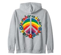 Retro 60's 70's Flower Power Groovy Love Peace Hippie Zip Hoodie