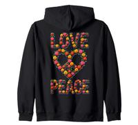 Retro 60's 70's Flower Power Groovy Love Peace Hippie Zip Hoodie