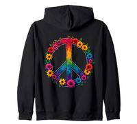 Retro 60's 70's Flower Power Groovy Love Peace Hippie Zip Hoodie