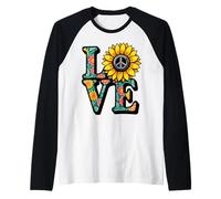 Retro 60's 70's Flower Power Hippy, Groovy Love Peace Hippie Raglan Baseball Tee