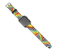 Retro 60s 70s Psychedelic Rainbow Wave PU Smartwatch Bands Replacement Watch Strap Band Compatible with Apple Watch 42mm44mm/40mm38mm Compatible with IWatch Series Size 42mm/44mm