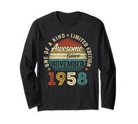 Retro 67 Years Old Vintage November 1958 67th Birthday Men Long Sleeve T-Shirt