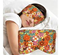 Retro 70S Colorful Floral Printed, Sleep Mask for Home Travel, Full Eye Covers Light Blocking Eye Mask Sleep Eye and Ear Muffs