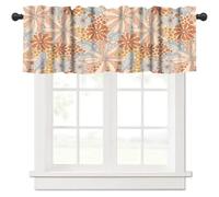 Retro 70s Floral Valance Curtain,Hippie Groovy Flower Flower Boho Abstract Aesthetics Print Small Window Treatments For Kitchen Living Room Cafe Decor Rod Pocket Vintage Valances 54x18 Inch, 1 Panel