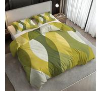 Retro 70s Green Yellow Duvet Cover Sets, Abstract Geometric Emperor Size Bedding Sets, Soft Reversible Microfiber Quilt Cover & 2 Pillowcases, Zipper Closure, Bedroom Decor BhT42