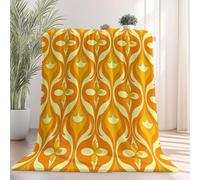 Retro 70S Stripes Pattern Throw Blankets - Yellow Printed Flannel Fleece Lightweight Blanket Gifts for Boys Girls Women, Cozy Plush Warm Blanket for Couch Sofa Beds Office 200 x 220 cm