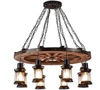 Retro 8 Flame Nostalgic Hanging Lamp Creative Personality Clothing Store Bar Restaurant Cafe Wood Lamp Exquisite and Elegant Light for D