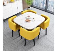 Retro 80cm Square Dining Set - 1 Table & 4 Chairs for Lounge Coffee Office Dining Room Kitchen - Stylish & Functional Furniture for Home & Cafe