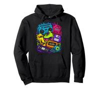 Retro 80s 90s Boombox Skateboard Cassette Radio Mix Pullover Hoodie