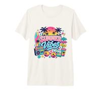 Retro 80s 90s Nostalgia Summer Beach Vibes Boombox Surfboard Premium T-Shirt