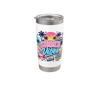 Retro 80s 90s Nostalgia Summer Vibes Tropical Beach Vacation Stainless Steel Insulated Tumbler