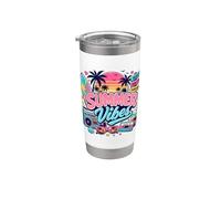 Retro 80s 90s Nostalgia Summer Vibes Tropical Beach Vacation Stainless Steel Insulated Tumbler