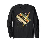 Retro 80s 90s Vintage Music Nostalgic Cassette Tape Pencil Long Sleeve T-Shirt