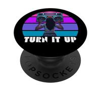 Retro 80's Boombox, Turn It Up Retro Music Lovers Cassette PopSockets Adhesive PopGrip
