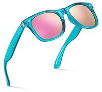 Retro 80's Fashion Sunglasses - Colorful Neon Translucent Frame - Mirrored Lens - Pink