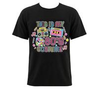 Retro 80's Graphic T-Shirt - Vintage Style Neon "I Love the 80's" Tee with Boombox & Cassette Design - Classic Fit - 1980's Ladies Mens Unisex Party Fancy Dress Costume