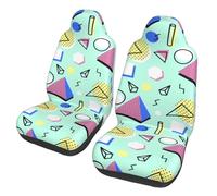 Retro 80s Mem-Phis Motors Front Seat Protective Breathable Seat Covers for Cars, Automotive Comfort & Protection for Most Cars, Van, Trucks, SUV