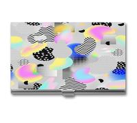 Retro 80s Memphis Business Card Holder,Slim Professional Card Case, Ideal Business Card Organizer and Gift Card Holder for Men Women