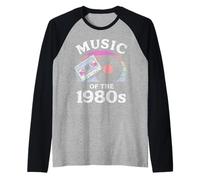 Retro 80s Music Design Vintage Cassette & Vinyl Raglan Baseball Tee