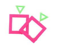 Retro 80s Neon Earrings Colorful Square and Triangle Acrylic Earrings 80s 90s Outfits Neon Party Accessories, Acrylic, No Gemstone