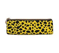 Retro 80S Style Bright Yellow Pencil Pouch Triangle Pen Case Portable Leather Pencil Bag with Zipper Cosmetic Pouch Bag