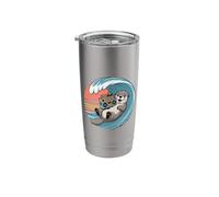 Retro 80s Sunset Surfing Sea Otter Boombox Stainless Steel Insulated Tumbler