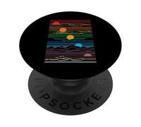 Retro 80's vaperwave setting sunset waveform synth design PopSockets Adhesive PopGrip