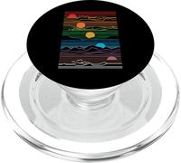 Retro 80's vaperwave setting sunset waveform synth design PopSockets PopGrip for MagSafe