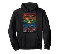 Retro 80's vaperwave setting sunset waveform synth design Pullover Hoodie