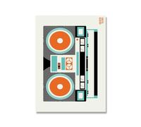 Retro 90 Mix Tape Record Deck Poster Cassette Player Pop Art Print Music Canvas Painting Modern Game Room Wall Decor(C,50x70cm No Frame)