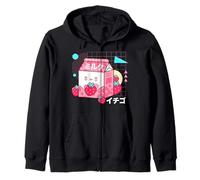 Retro 90s Japanese Carton Kawaii Strawberry Milk Zip Hoodie