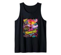 Retro 90s San Francisco California Skyline City By The Bay Tank Top