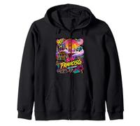 Retro 90s San Francisco California Skyline City By The Bay Zip Hoodie