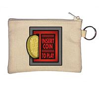 Retro A r c a d e Insert Coin to Play Key Chain Coin Purse Beige