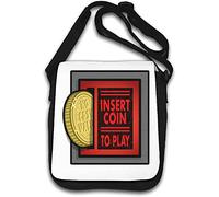 Retro A r c a d e Insert Coin to Play Shoulder Bag White