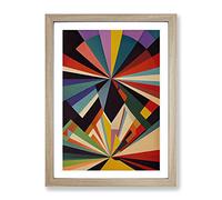 Retro Abstract Art No.3 Framed Print for Living Room Bedroom Home Office Décor, Wall Art Picture Ready to Hang, Oak A2 Frame (64 x 46 cm)