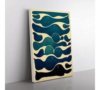 Retro Abstract Art No.7 Canvas Wall Art Print Ready to Hang, Framed Picture for Living Room Bedroom Home Office Décor, 60x40 cm (24x16 Inch)
