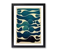 Retro Abstract Art No.7 Framed Print for Living Room Bedroom Home Office Décor, Wall Art Picture Ready to Hang, Black A3 Frame (34 x 46 cm)