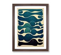 Retro Abstract Art No.7 Framed Print for Living Room Bedroom Home Office Décor, Wall Art Picture Ready to Hang, Walnut A4 Frame (34 x 25 cm)