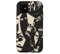 Retro Abstract Black and White Sailor Ship Faces Maria Art Case for iPhone 11