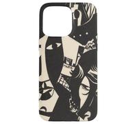 Retro Abstract Black and White Sailor Ship Faces Maria Art Case for iPhone 15 Pro Max