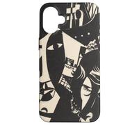 Retro Abstract Black and White Sailor Ship Faces Maria Art Case for iPhone 16 Plus