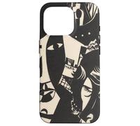 Retro Abstract Black and White Sailor Ship Faces Maria Art Case for iPhone 16 Pro