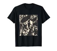 Retro Abstract Black and White Sailor Ship Faces Maria Art T-Shirt