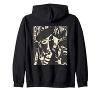 Retro Abstract Black and White Sailor Ship Faces Maria Art Zip Hoodie