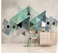 Retro Abstract Creative Green Geometric 3D Wallpaper Easy Install Feature Office Living Room Sofa Bedroom TV Background Wall Decoration-430cm×300cm
